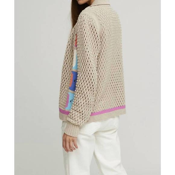 NEW ALDO MARTINS almond cardigan in beige/multi - Picture 2 of 5